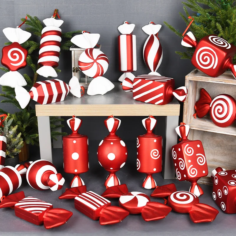 

New Various Styles 32cm Red and White Christmas Decorations Large Christmas Candy Ornament Christmas Tree Decoration Home decor