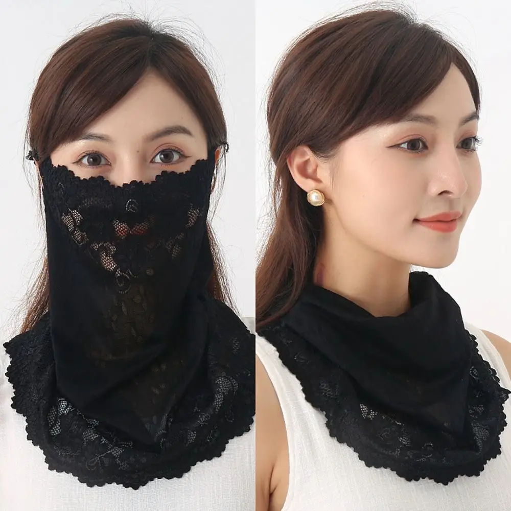 Шарф для лица с защитой от УФ-лучей Новая удобная кружевная маска шеи