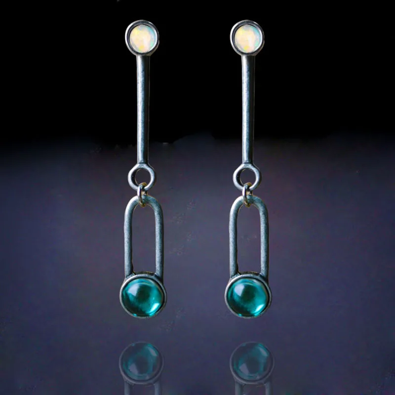 

Vintage Purple Blue Crystal Hook Dangle Earring Fashion Retro Personality Drop Earrings Boho Jewelry For Women Girls Pendientes