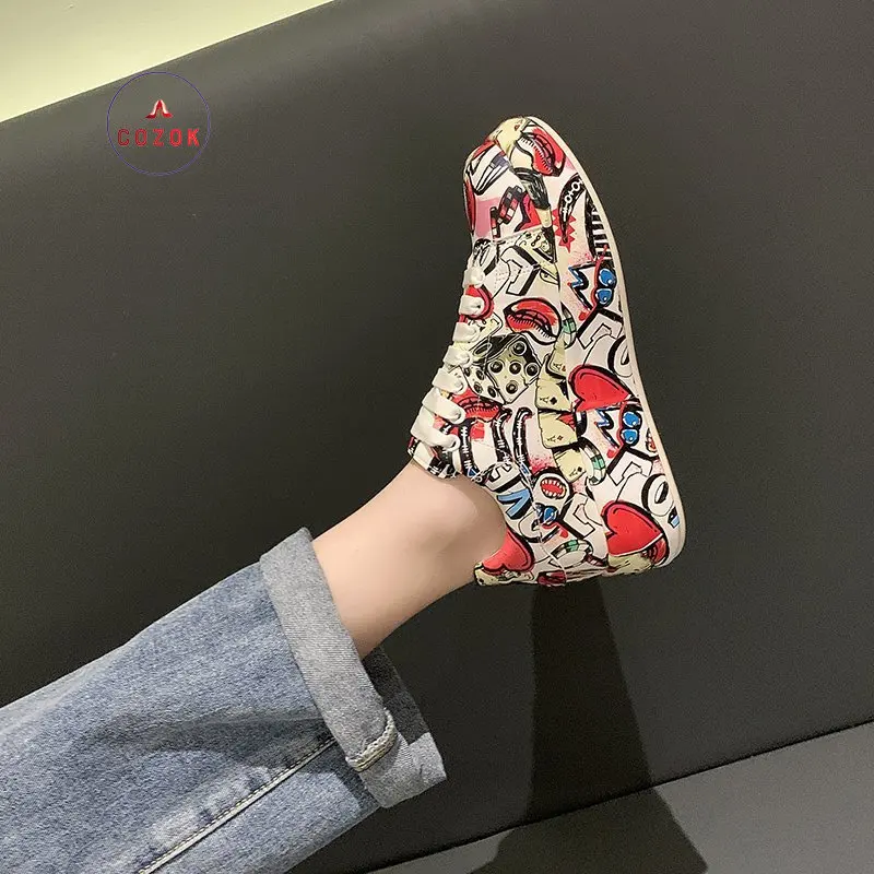 

2022 Autumn New Products Women's Shoes Fashion Casual Graffiti Canvas Sneakers Platform Shoes Classic Girls Streetwear Trainers