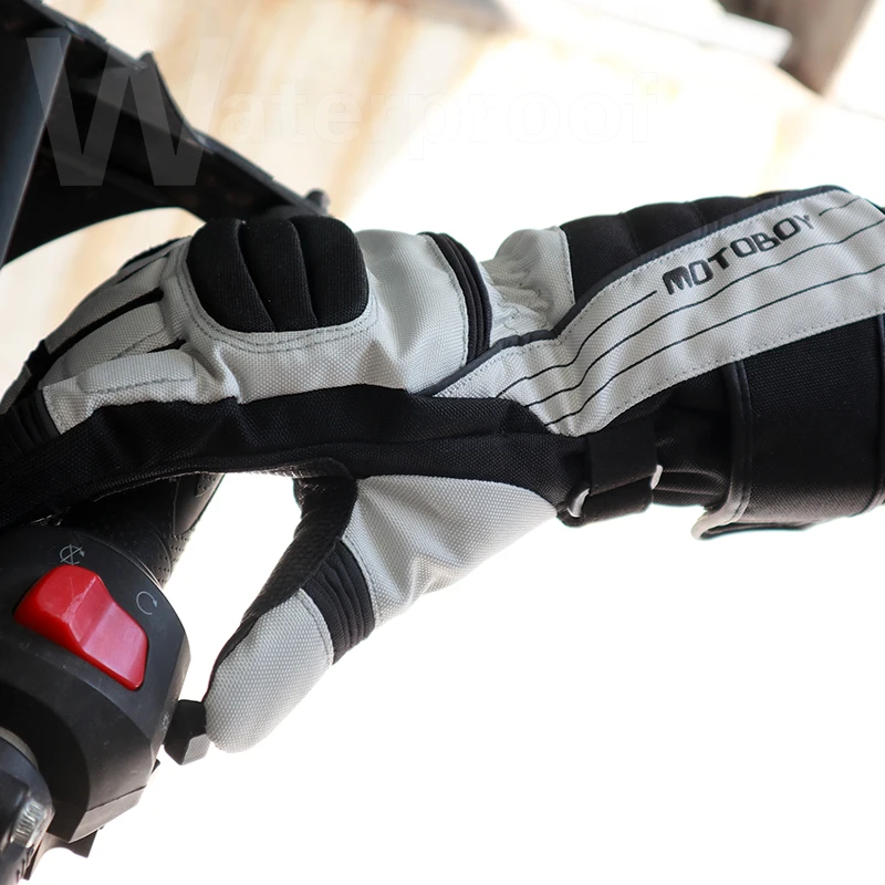 Motoboy Motorcycle Gloves Reflective Full Finger Black White Cotton Waterproof Motorbike Racing Gloves Motocross Accessories enlarge