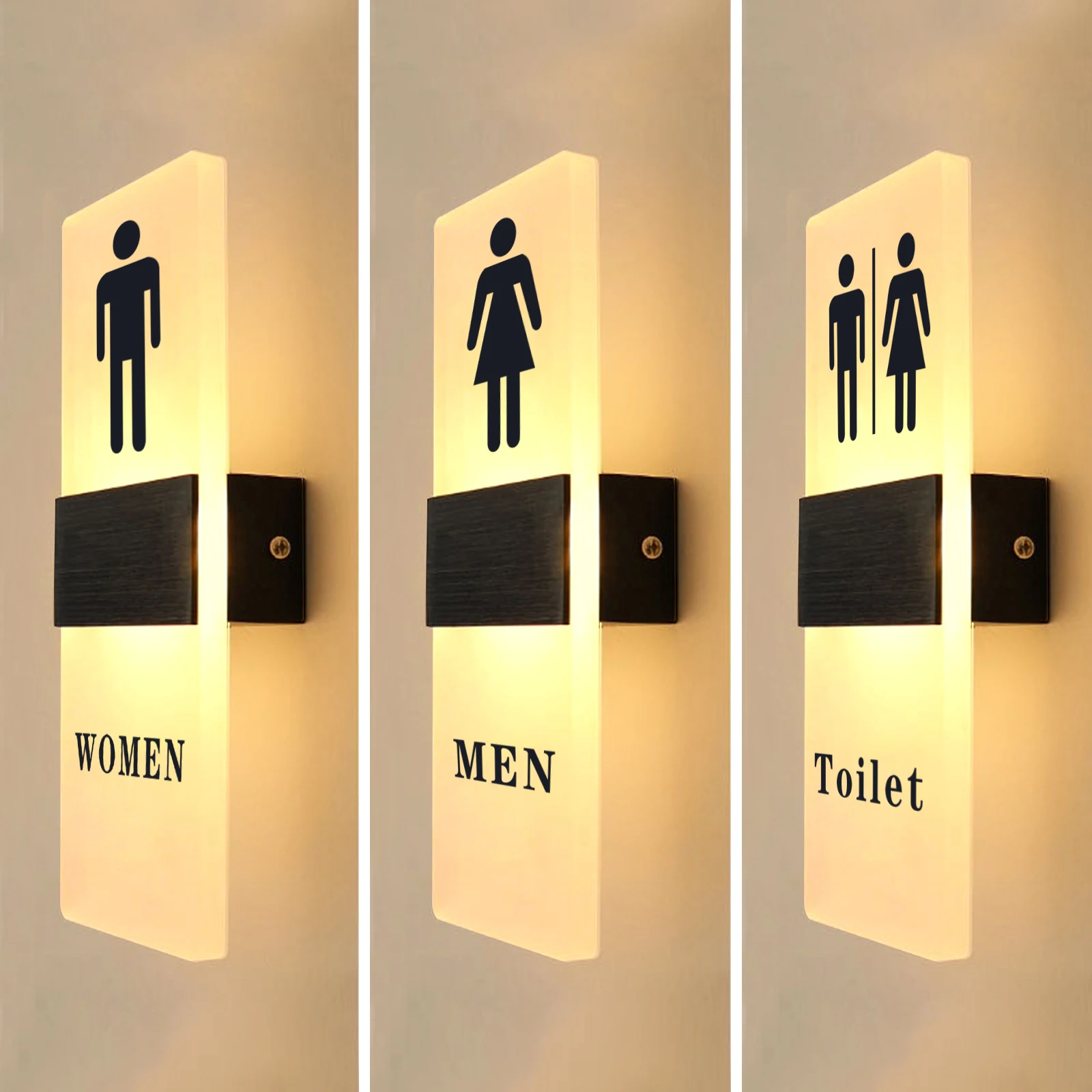 

BILEEDA Toilet LED Light Sign For Restrooms Washroom Bathroom Entrance Display 29x11cm Acrylic Custom Wc Signage Drop Shipping