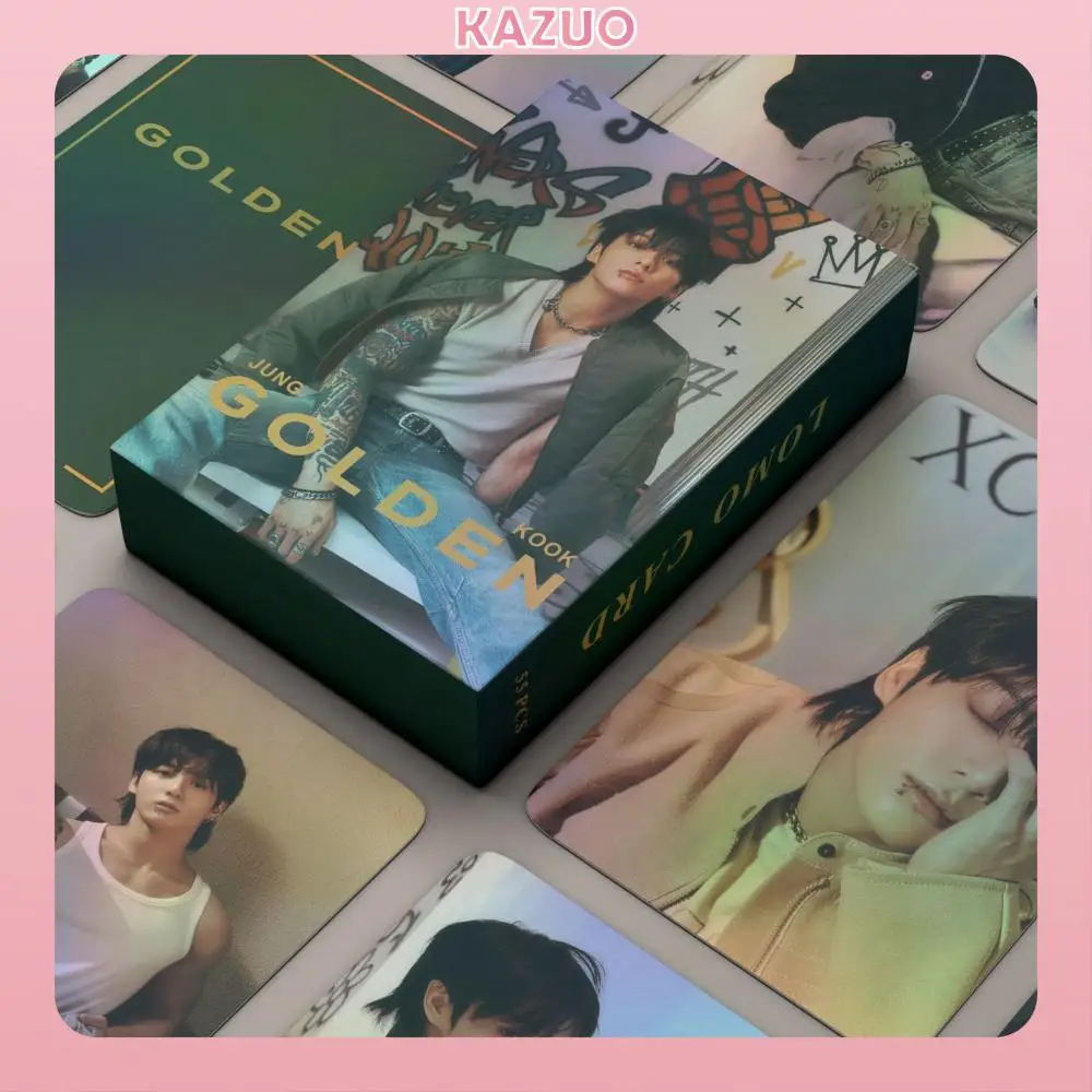 

KAZUO 55 Pcs JungKook Holographic Laser Card Kpop Photocards Postcards Series