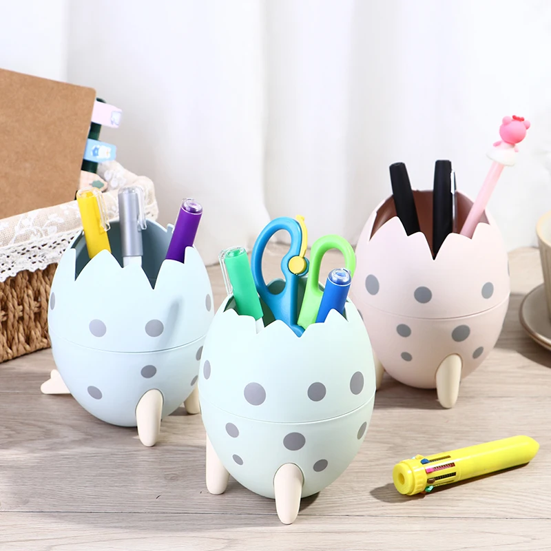 

Creative Dinosaur Egg Shape Pen Holder School Office Desktop Organizer Kawaii Makeup Brush Organizer Cute Desk Decoration