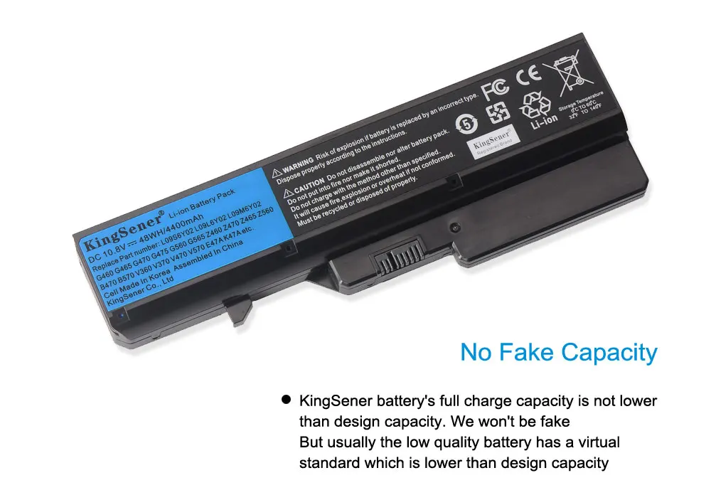 Фото Новый аккумулятор KingSener L09S6Y02 для ноутбука Lenovo IdeaPad G460 G470 G570 G560 V360 V370 V470 Z460 Z465 B470 B570 L09L6Y02 4400 мач №2