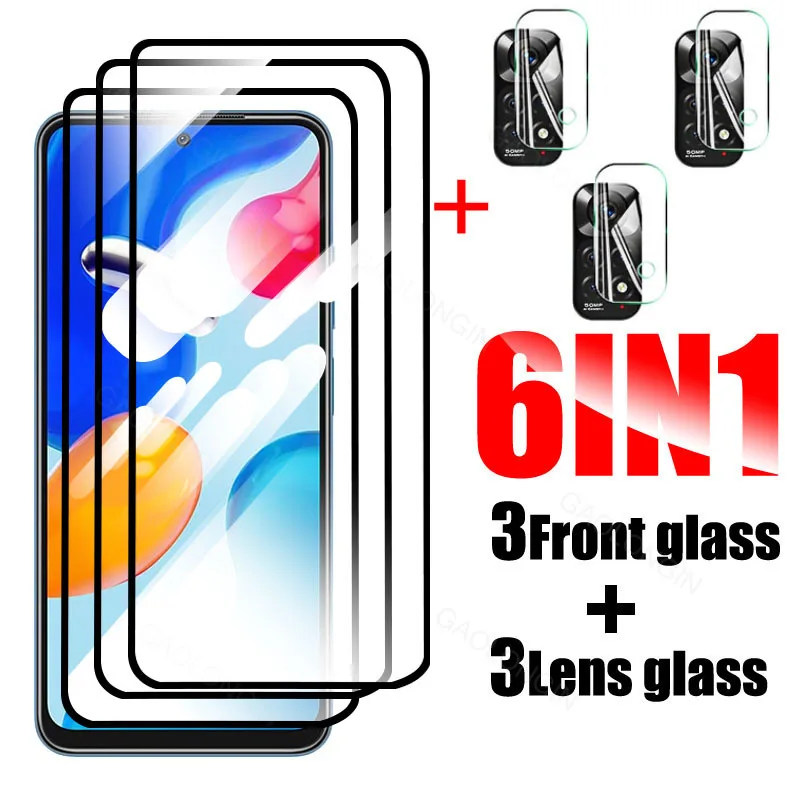 

6 в 1 закаленное стекло для Xiaomi Redmi Note 11S стекло на Redmy Note11S Xiaome Redmi Note 11S HD полное покрытие Защитная пленка для экрана