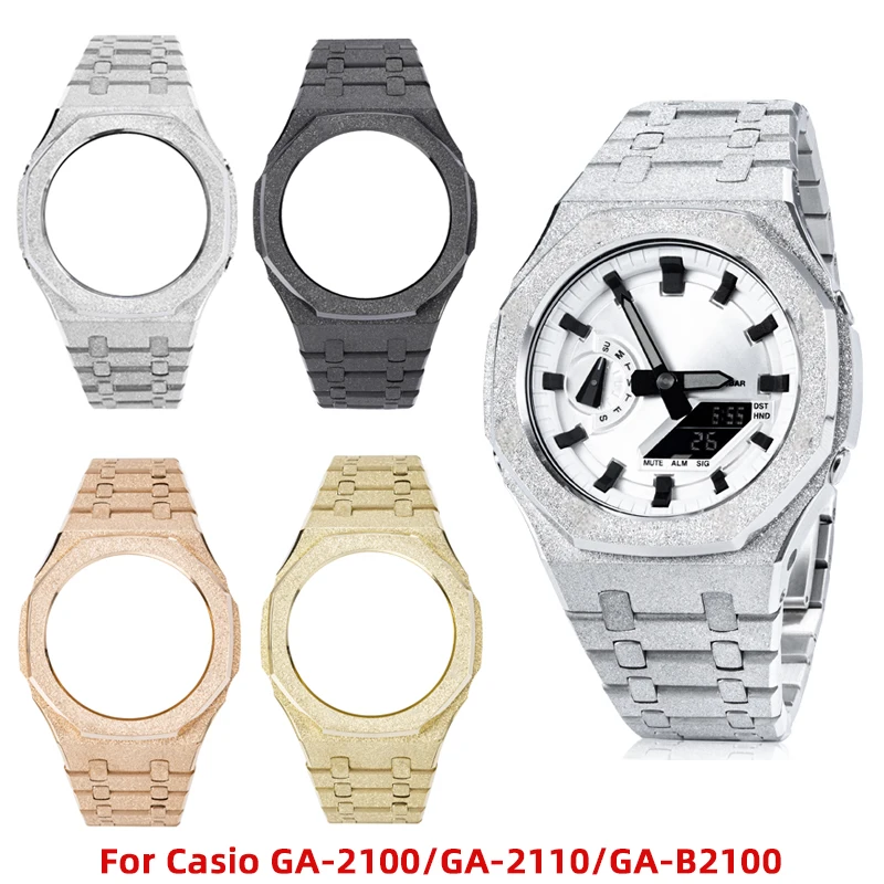 Фото Модификация GA2100, металлический мужской комплект модов «сделай сам», для Casio G-SHOCK GA-2100 GA-2110, корпус из нержавеющей стали, ремешок для часов, замена CasiOak №2