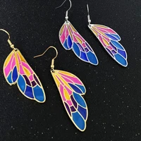 fantasy neon color acrylic butterfly wings earrings trendy colorful long drop stud earrings for girls women gifts