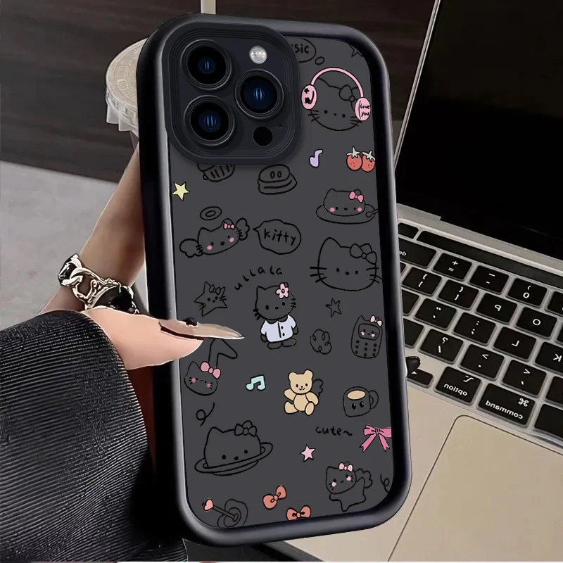 Чехол Hello Kitty для iPhone 16 15 14 13 12 11 Pro Max XS X XR 8 7 6S 6 Plus SE 2020 жидкая мягкая силиконовая