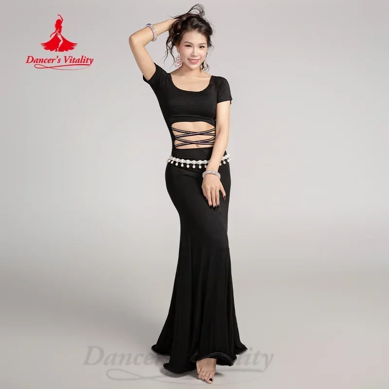 Фото Одежда для тренировок BellyDance для женщин, удобное и элегантное модальное платье «рыбий хвост», профессиональная тренировочная одежда для танца живота №2