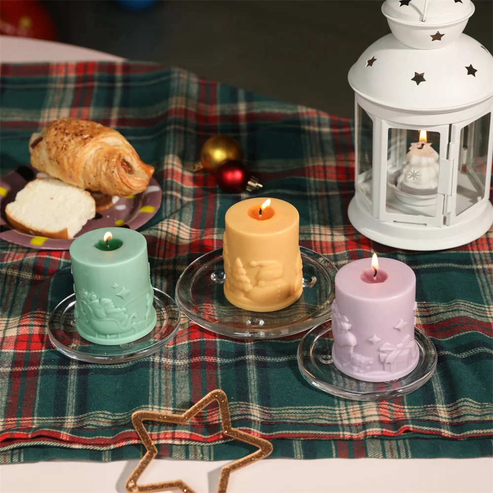 

Рельефные рождественские столбы, искусственные рождественские силиконовые формы для свечей, товары для изготовления рождественских свечей «сделай сам»