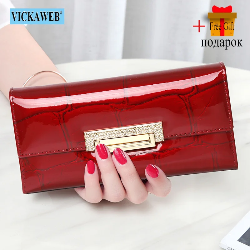 

Free Gift Women Wallet Diamonds Leather Female Purse Fashion Hasp Coin Pocket Long Design Clutch Ladies Card Holder Money Bag