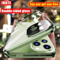 case for iphone 13 pro max 12pro11pro max11 mini new360%c2%b0 full protection tempered magnetic adsorption metal glass case