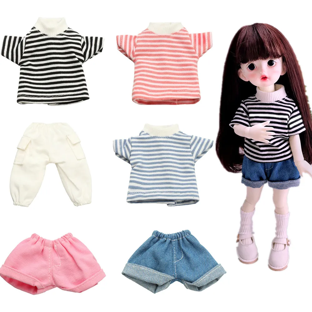 

Doll Dress Casual Wear Stripe Outfit T-shirt Trousers Pants Handmade Clothes for 1/6 BJD Doll Accessories Girl Gif Fashion Doll