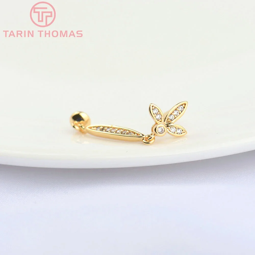 2 шт. латунные серьги-гвоздики в форме листьев 24 к