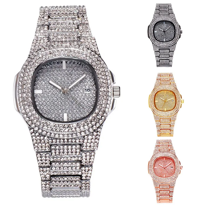 Золотые кварцевые часы четырех цветов модный квадратный набор mantianxing со стальным