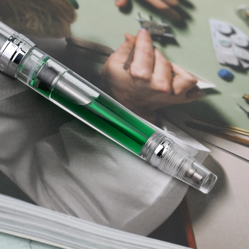 Ручка перьевая с вакуумным наполнением PENBBS 456 прозрачная иридиевая каучуковая