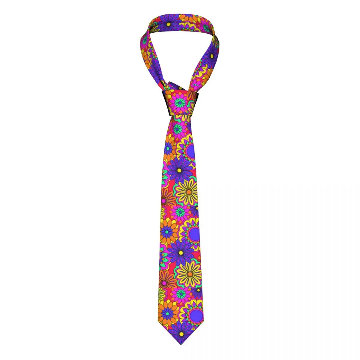 

Psychedelic Print Tie Groovy Flower Power 8CM Design Neck Ties Gift Party For Man Blouse Cravat