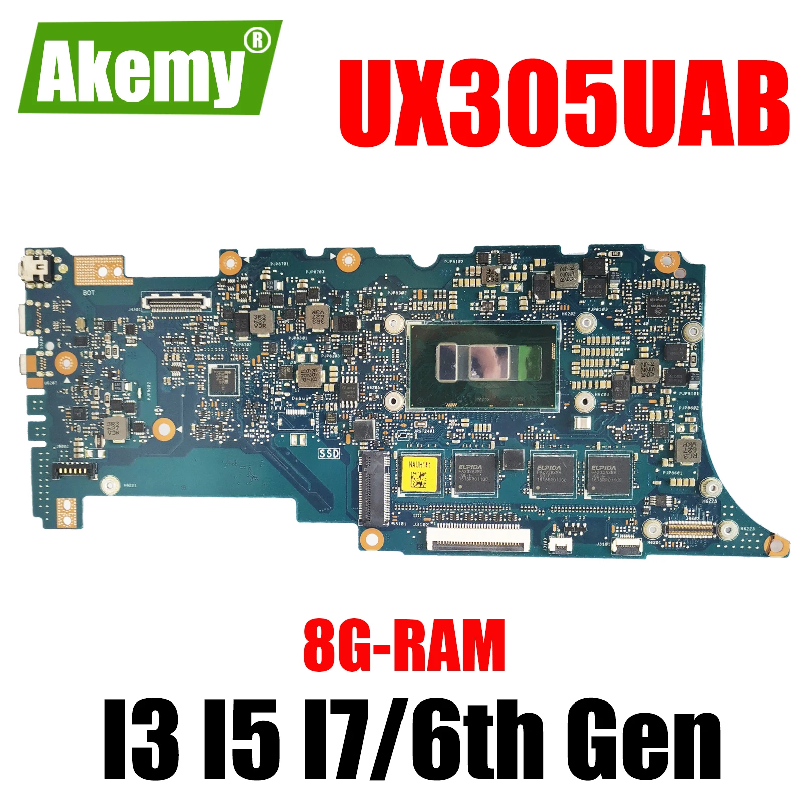 

Материнская плата для ноутбука UX305UAB для Asus ZenBook UX305U, телефон с искусственными деталями, 100% ОЗУ, тест