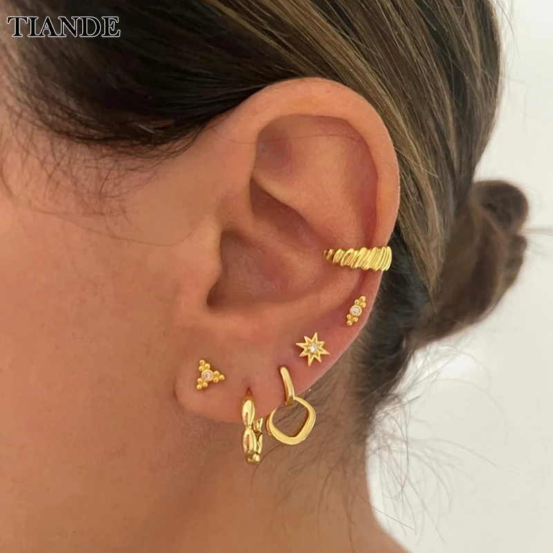 

TIANDE Gold Plated Earrings Set for Women Fashion Boho Ear Cuff Women's Stud Hoop Drop Earrings 2022 Fashion Jewelry Wholesale