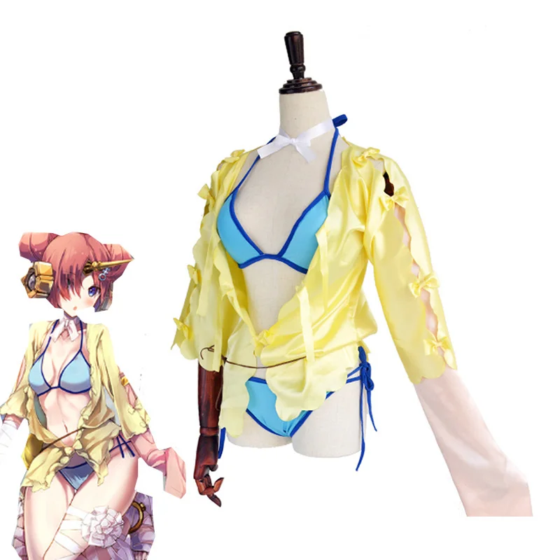 Game FGO Fate Grand Order Frankenstein Cosplay Costume Girls Bathing Suit Halloween Carnival Swimsuit Sexy Dress Anime Swimwear