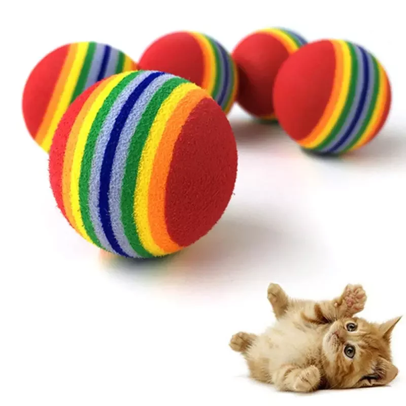 

1Pcs Rainbow 3.5cm Cat Toy Ball Interactive Cat Toys Play Chewing Rattle Scratch EVA Ball Training Pet Supplies