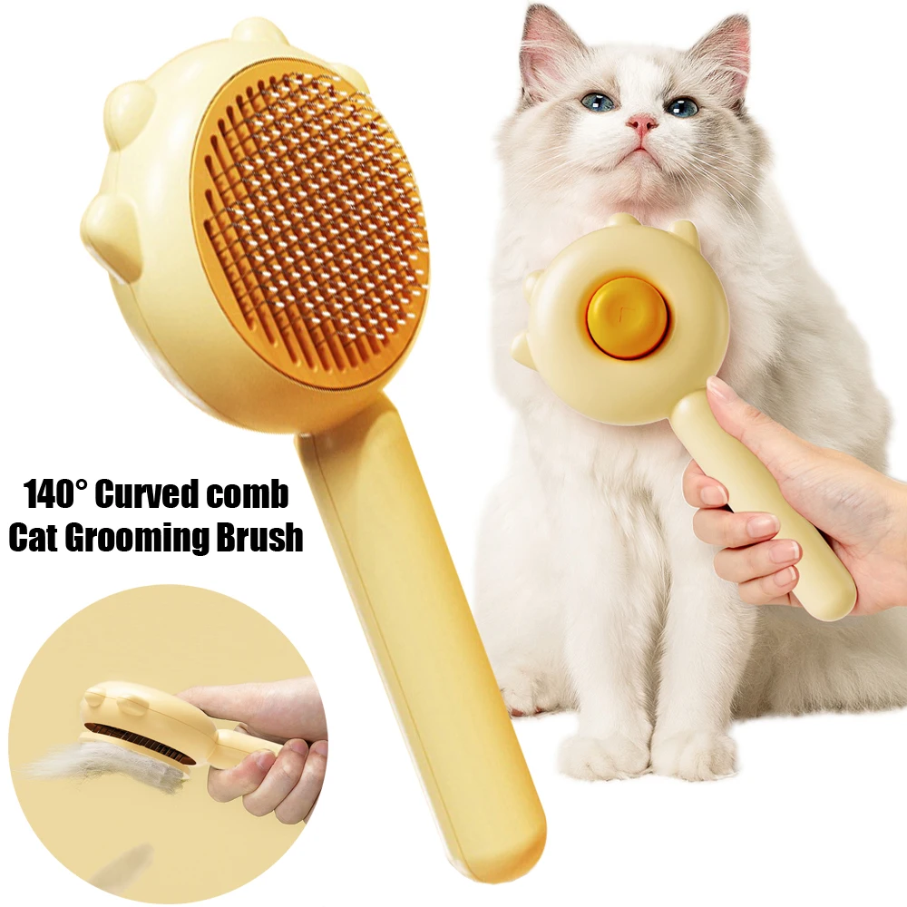 

2023 Cat Hair Brush Cat Claw Shape Self Cleaning Dog Pet Grooming Brush Massage Remover Hair Kitten Grooming Cleaning Scratcher