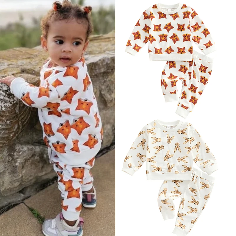 

Комплект осенней одежды Lioraitiin для маленьких девочек от 0 до 3 лет, 2022-07-22, комплект из 2 предметов, свитшот с длинным рукавом и принтом животных, длинные штаны