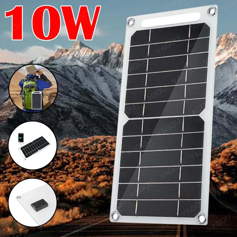 

10W Portable Solar Panel 5V Waterproof USB Port Mini Solar Power Charger Outdoor Camping Phone Power Bank Recharge Hung on Bag