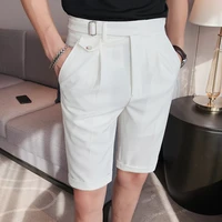 2022 brand clothing british syle summer leisure for men business shortsmale slim fit pure color suit shorts plus size 29 36