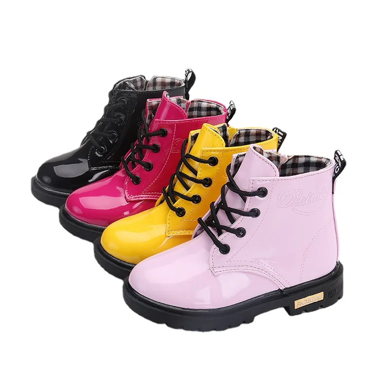 

Minimlsa New Winter Children Shoes PU Leather Waterproof Martin Boots Kids Snow Girls Boys Rubber Boots Fashion Sneaker Boots