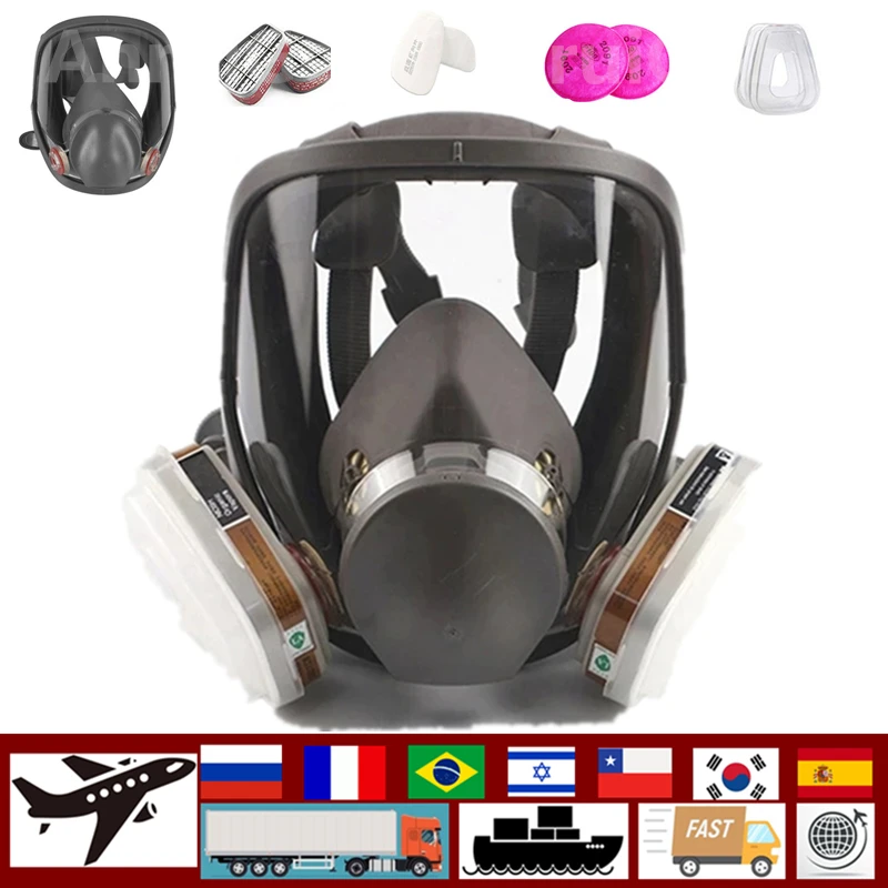 

15 in 1 full face mask, reusable, wide field of vision, widely used in paint and welding woodworking 6800 respirator