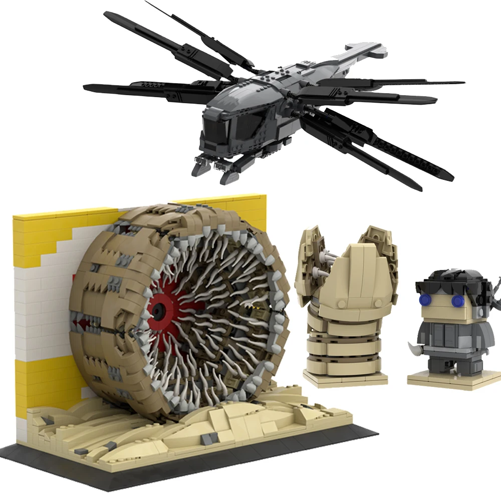 MOC Movie Dunes-Sandworm Desert Monster Building Blocks Kit Giant Creature Bricks Airplane Ornithopte Model Toys Birthday Gifts
