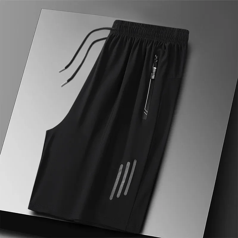 Summer Ice Silk Men's Shorts Thin Loose Large Size Sport Pants Casual Fit Trousers Comfortable Breathable Men'swear