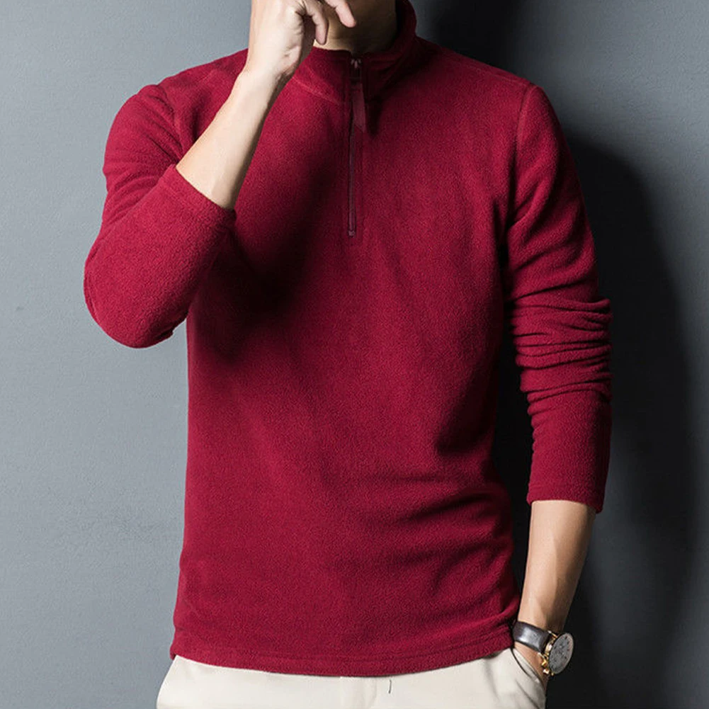 

Hoodie Mens Sweatshirt Tops Winter Autumn Half Turtleneck Long Sleeve M-2XL Polar Fleece Polyester Solid Color