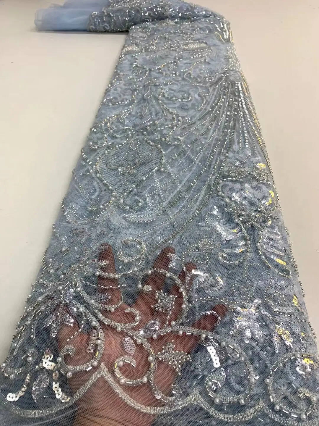 

Нигерийские африканские блестки и бусины, ZH-11019812 ткани, высокое качество, кружево, французский тюль, кружевная ткань для платья