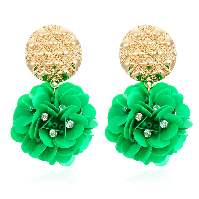 

Exaggerated Bohemian Hand-woven Sequin Flower Earrings