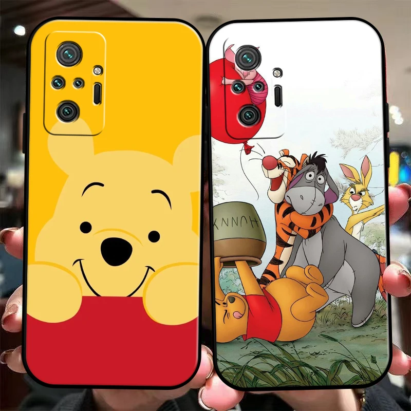 

Disney Cartoon Winnie Bear Phone Case For Xiaomi Redmi 9 10 9i 9AT 9T 9A 9C Note 9 9T 9S 10 Pro 10S 5G Funda Carcasa Black