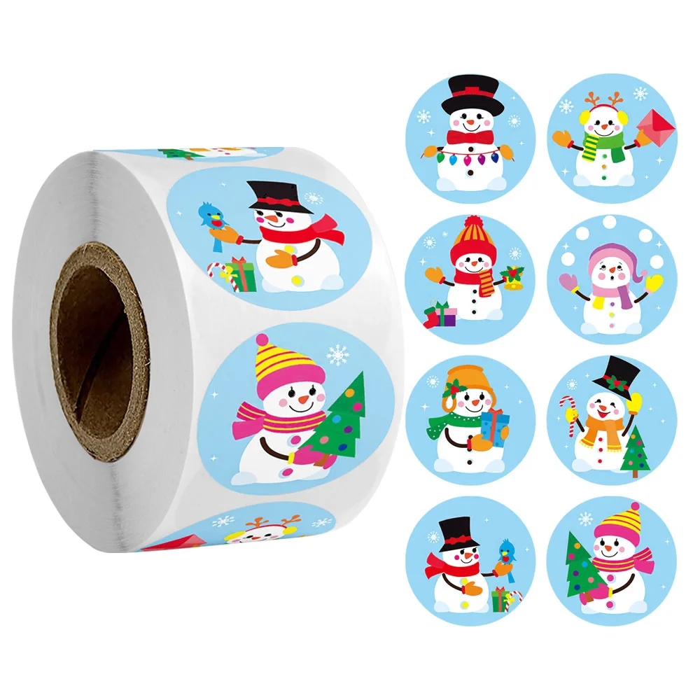 

500Pieces/Roll of Snowman Stickers Christmas Seal Label Scrapbook Kids Reward Kawaii Cute Gift Sticker Stationary