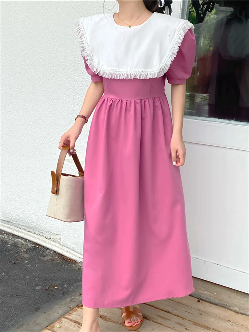 

Женское длинное платье в стиле пэчворк Alien Kitty, повседневное свободное элегантное платье с пышными рукавами и высокой талией, лето 2022