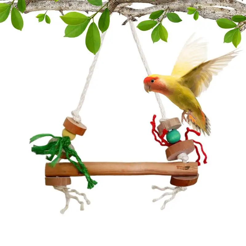 

Bird Swing Toy Wooden Parrot Stick For Cage Multi-Purpose Standing Tool For Budgies Medium Parrots Parakeets Cockatiels