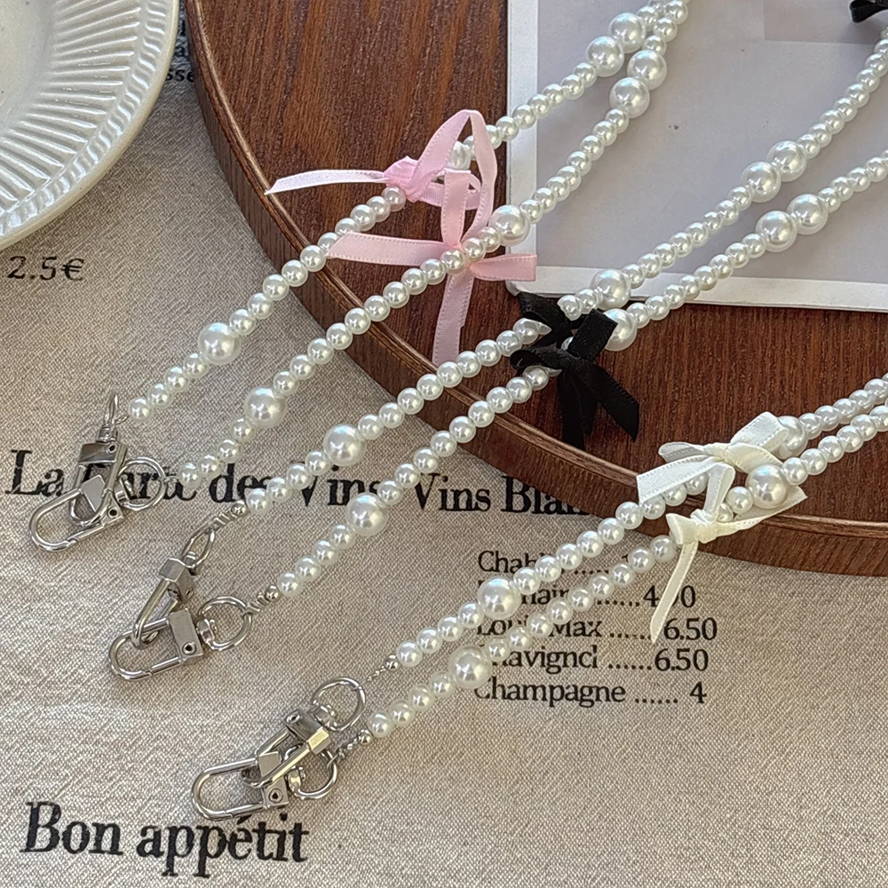 Цепочка через плечо с милым бантом и жемчугом для телефона анти-падение