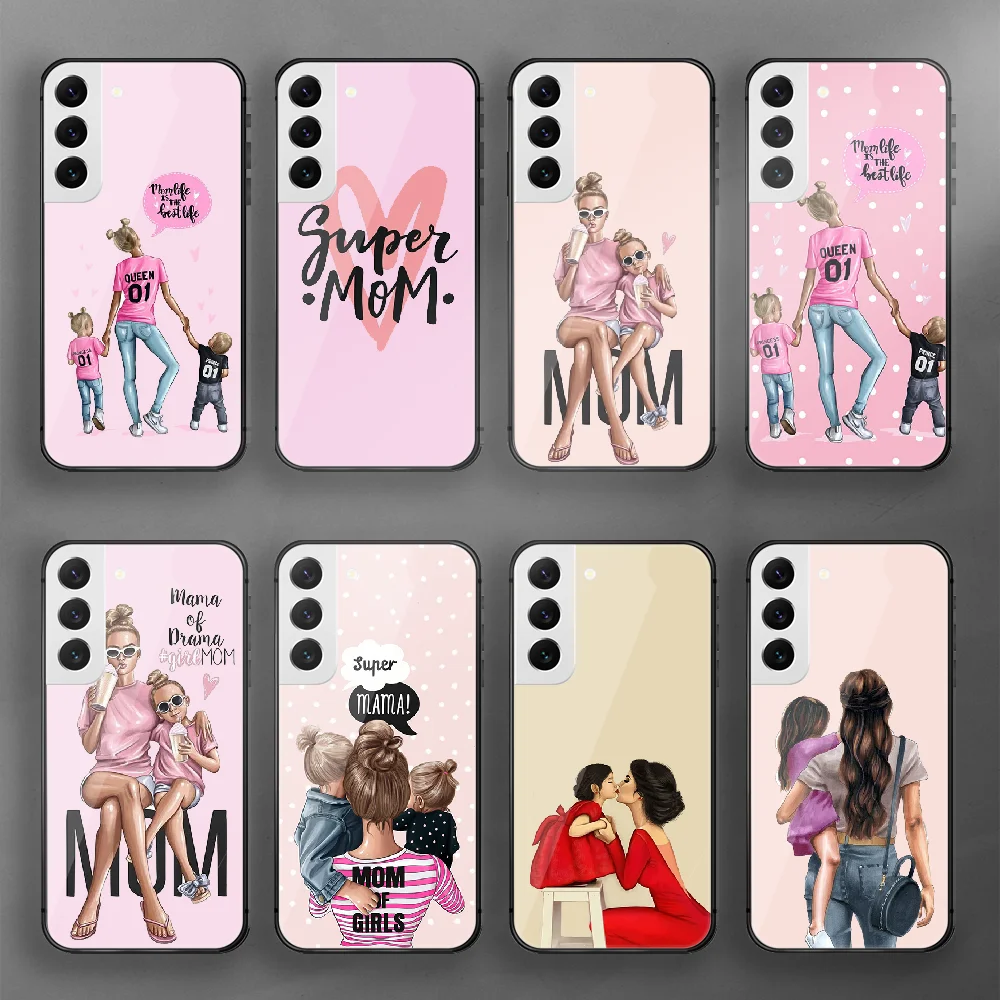 

Super Mom Baby Girls Queen Tempered Glass Phone Case Cover For Samsung Galaxy A S 9 12 13 20 21 22 32 33 Fe 5G Plus Ultra