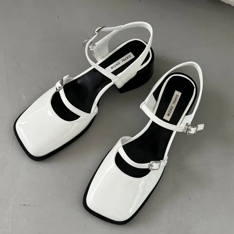 Босоножки Comemore женские с квадратным носком винтажные сандалии на толстом