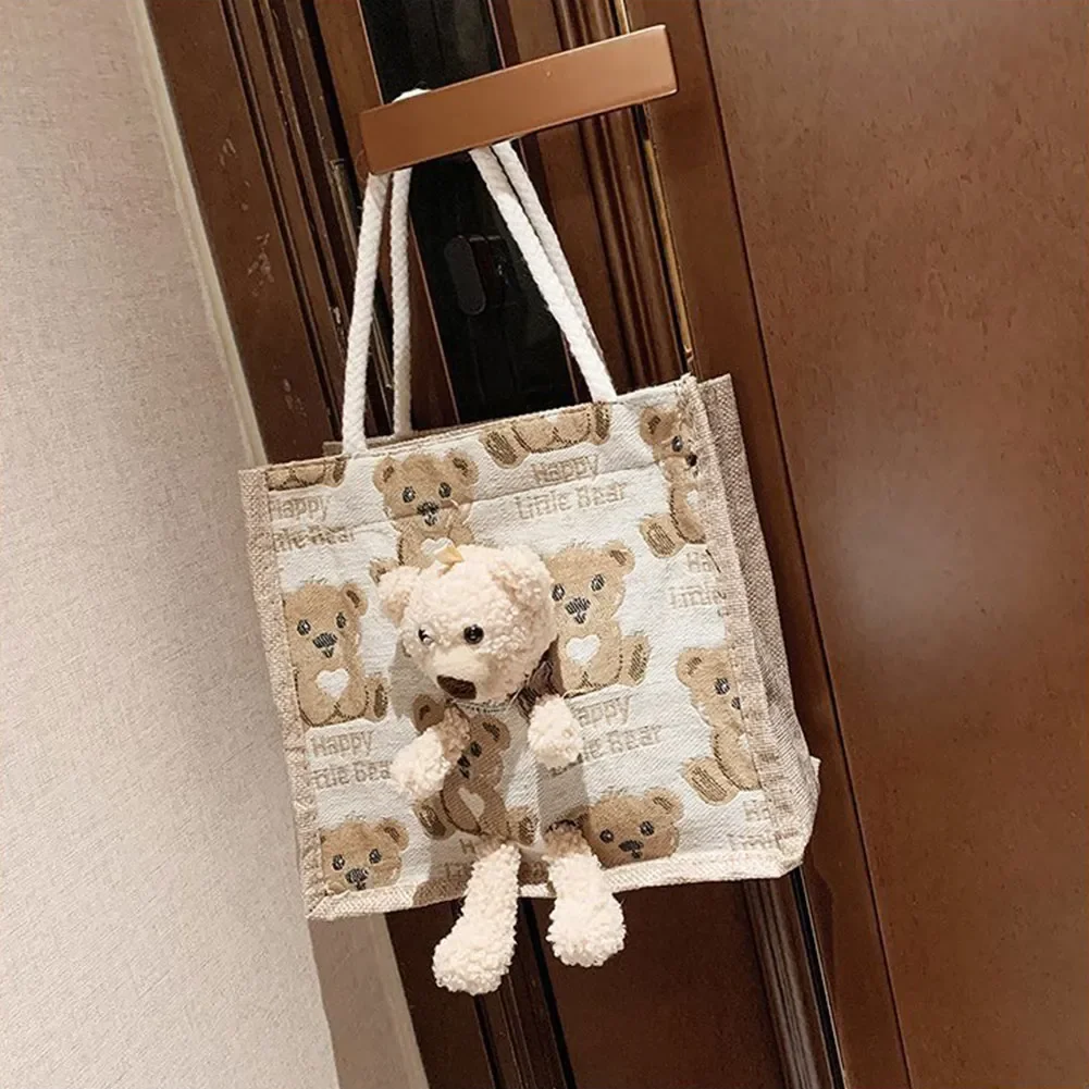 New Casual Mini Cute Bear Messenger Bag Girl Canvas Shoulder Bag Women Fashion Hot Handbag Student Bag Youth Ladies Handbag