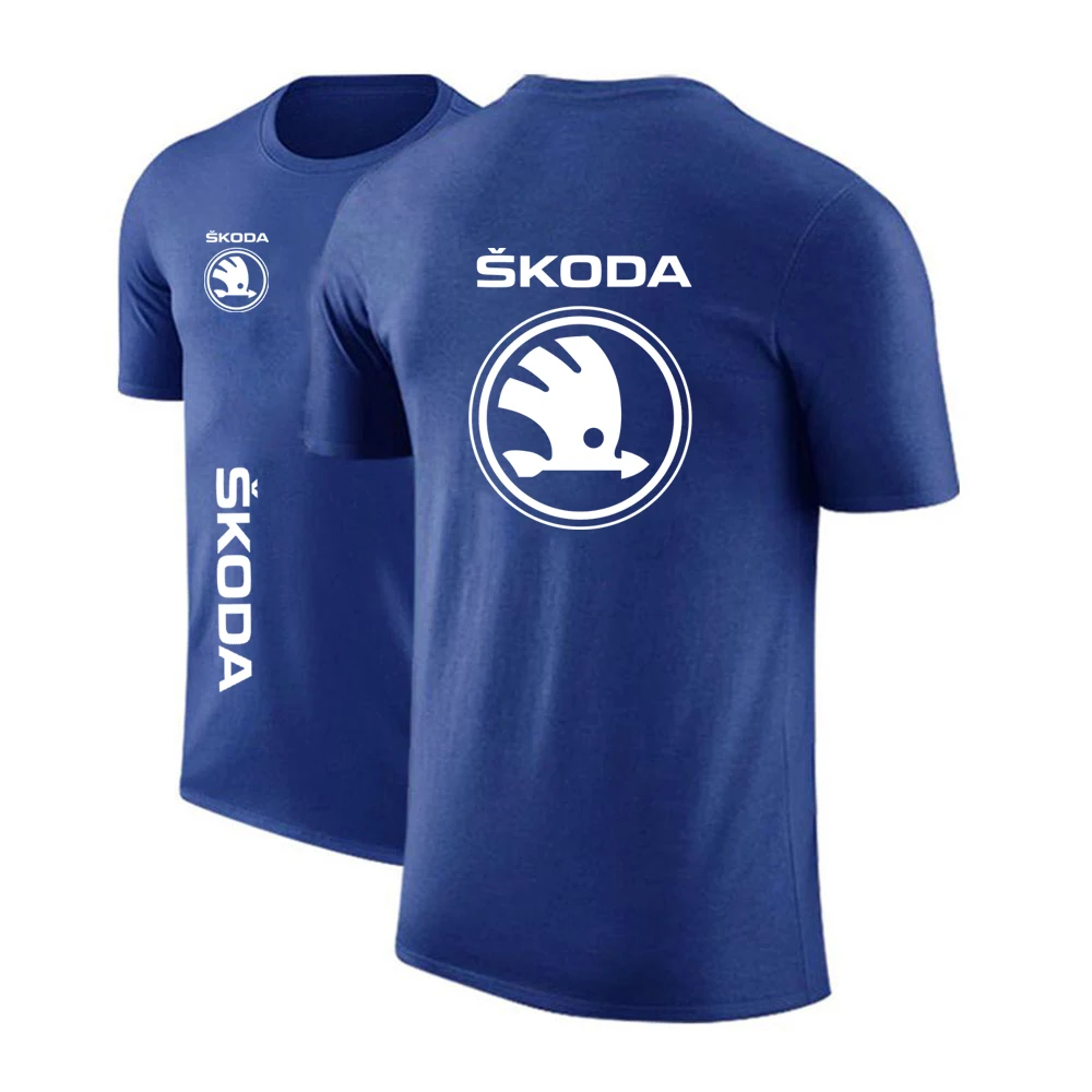 2022 мужские летние однотонные футболки с логотипом Skoda Car на заказ хлопковые