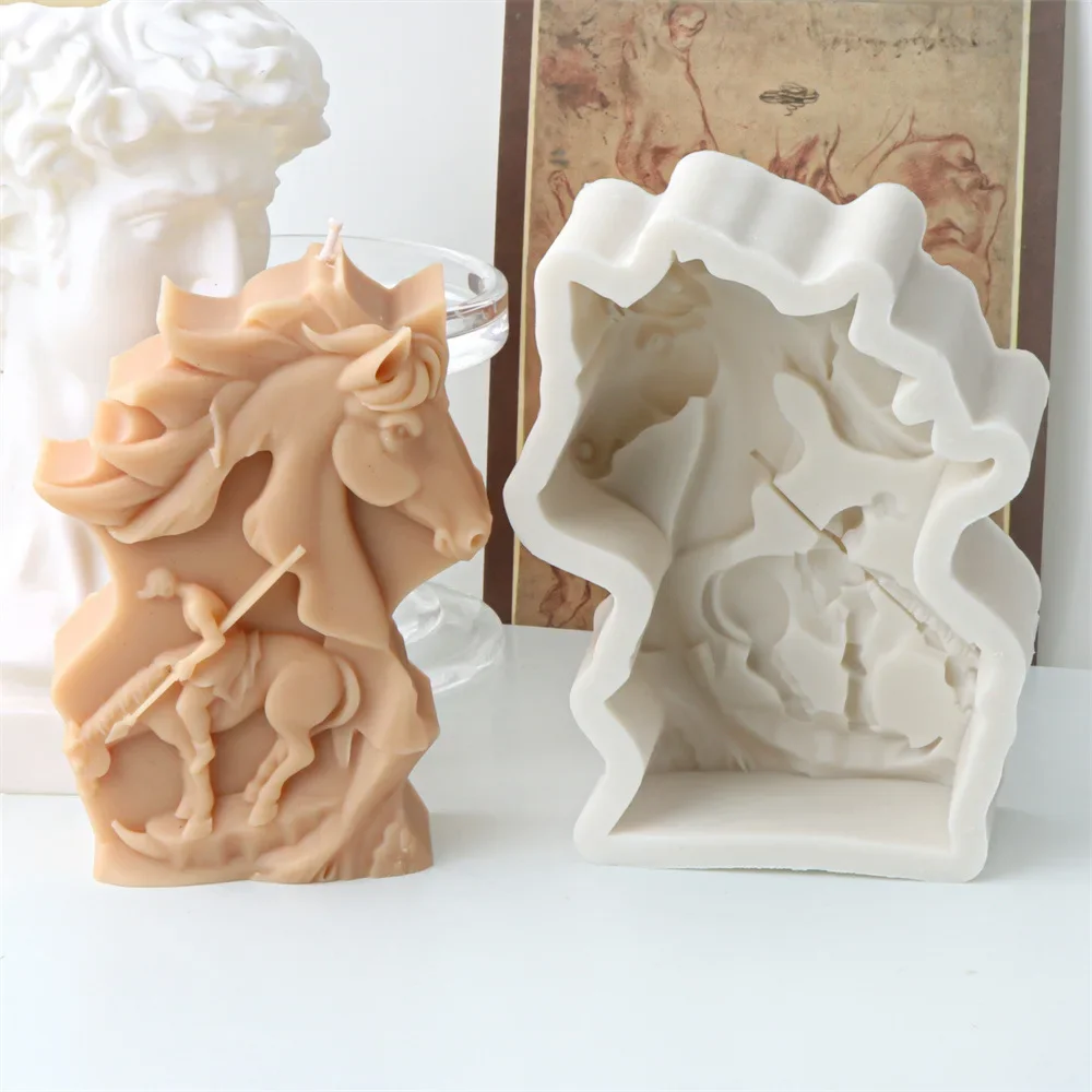 2D силиконовая форма в виде головы лошади свечи статуя войны оленя гипсовая