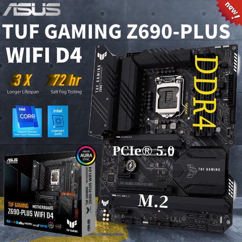 

LGA 1700 ASUS TUF GAMING Z690-PLUS WIFI D4 Motherboard Support Intel 12th Gen CPU RGB DDR4 PCIe® 5.0 128GB M.2 ATX Mainboard New