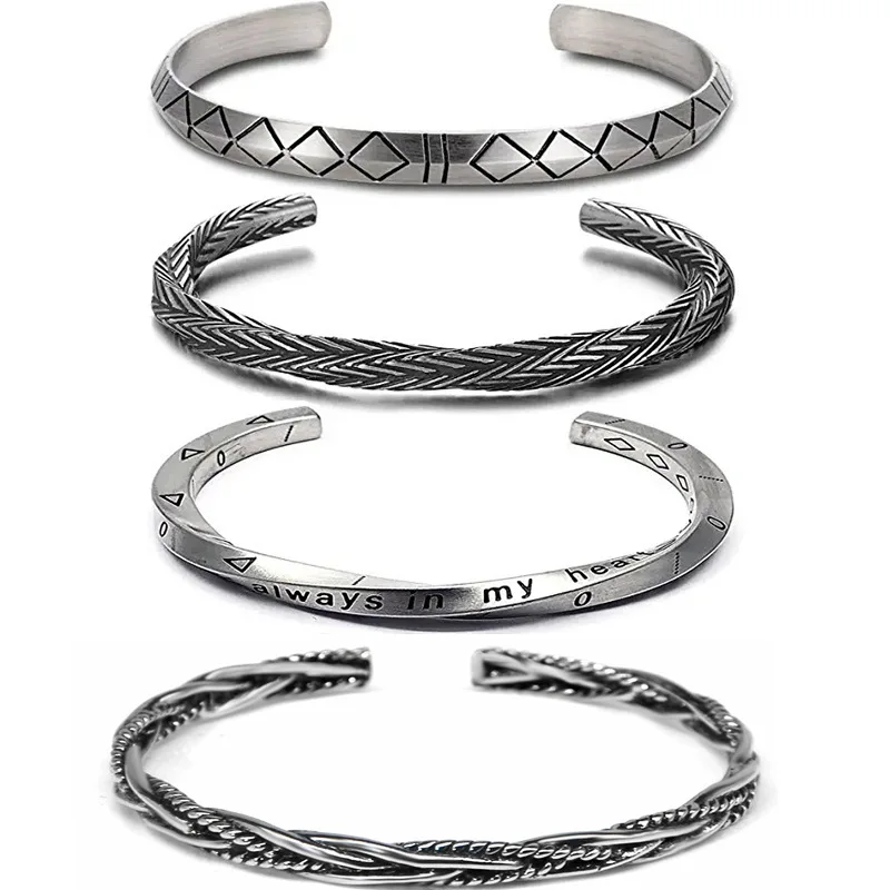 

Retro Viking Pattern Bangles Mobius Strip Cuff Adjustable Bracelet Male Transport Amulet High-end Holiday Party Jewelry Gifts