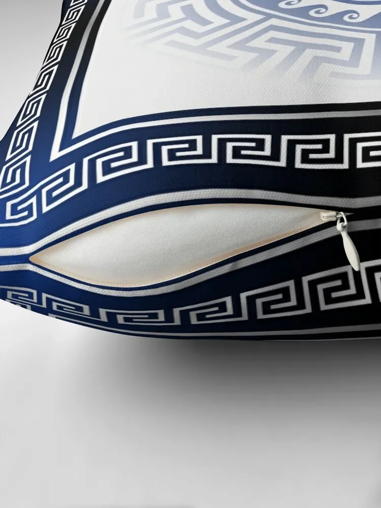 Греческий Ключ Meander синий белый серебряный плед наволочки для диванов Новогодняя